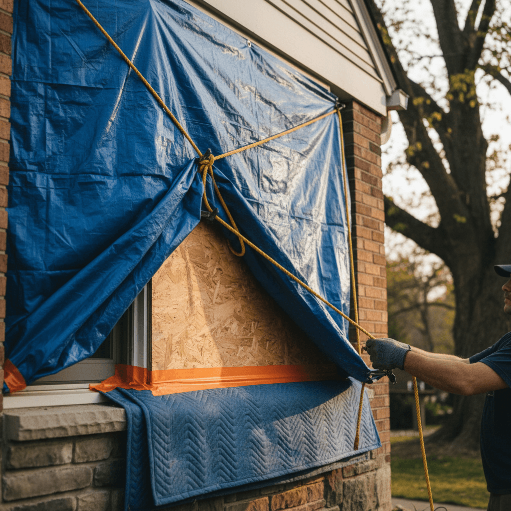 Window protection during tree service work