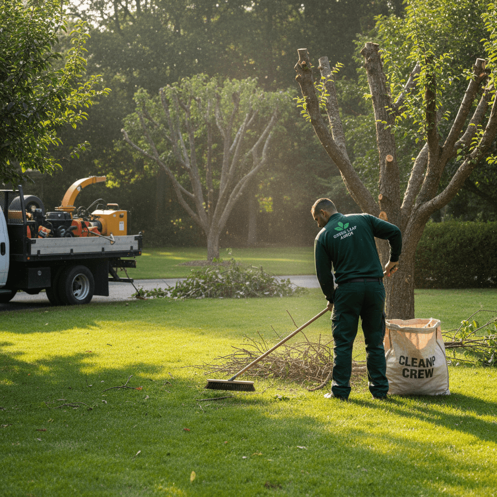 Crew member completing thorough property cleanup