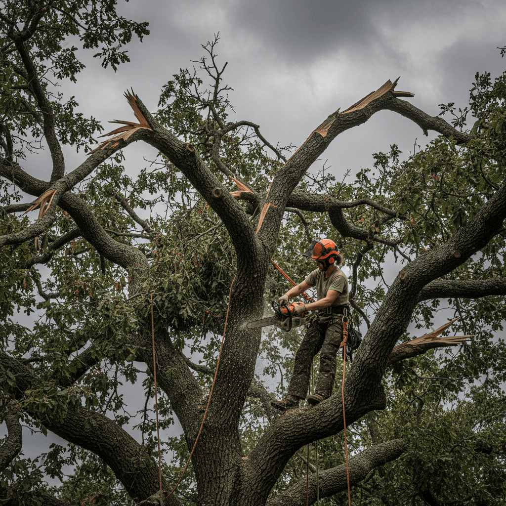 Storm damage tree trimming and emergency branch removal