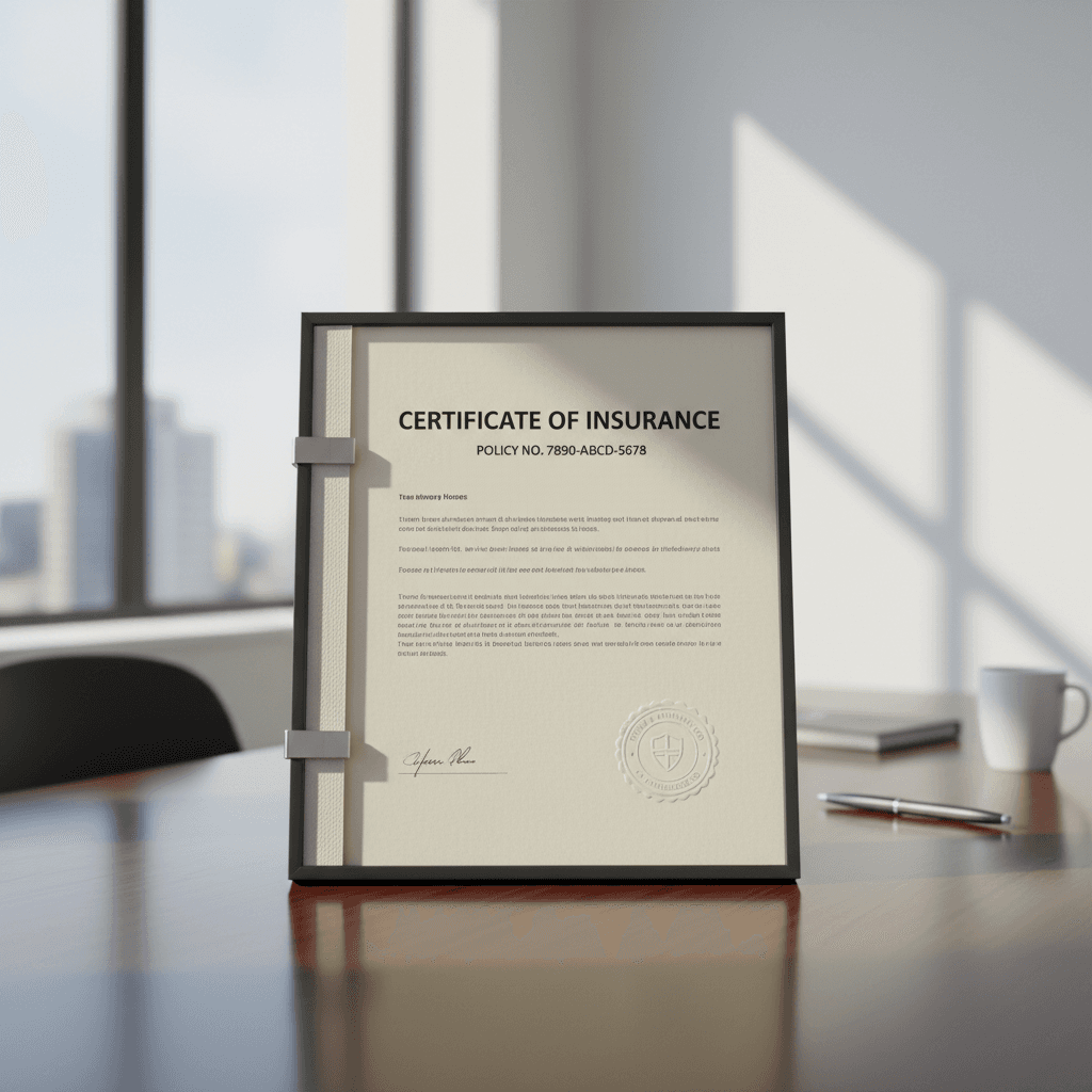 General liability insurance certificate