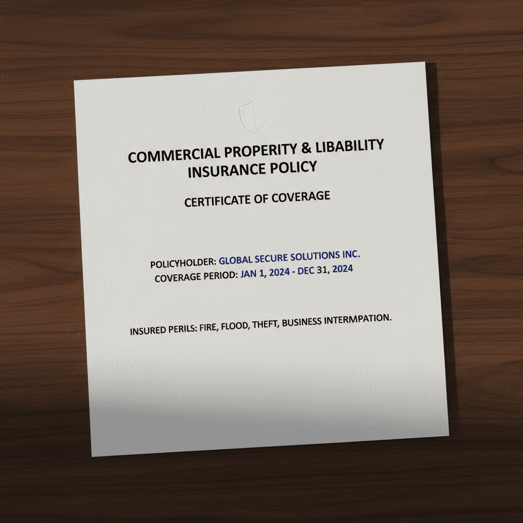 General liability insurance certificate