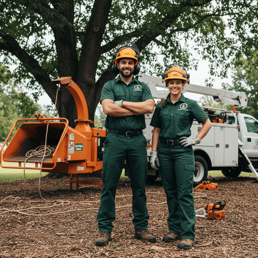 Uniformed Douglas Tree Service crew