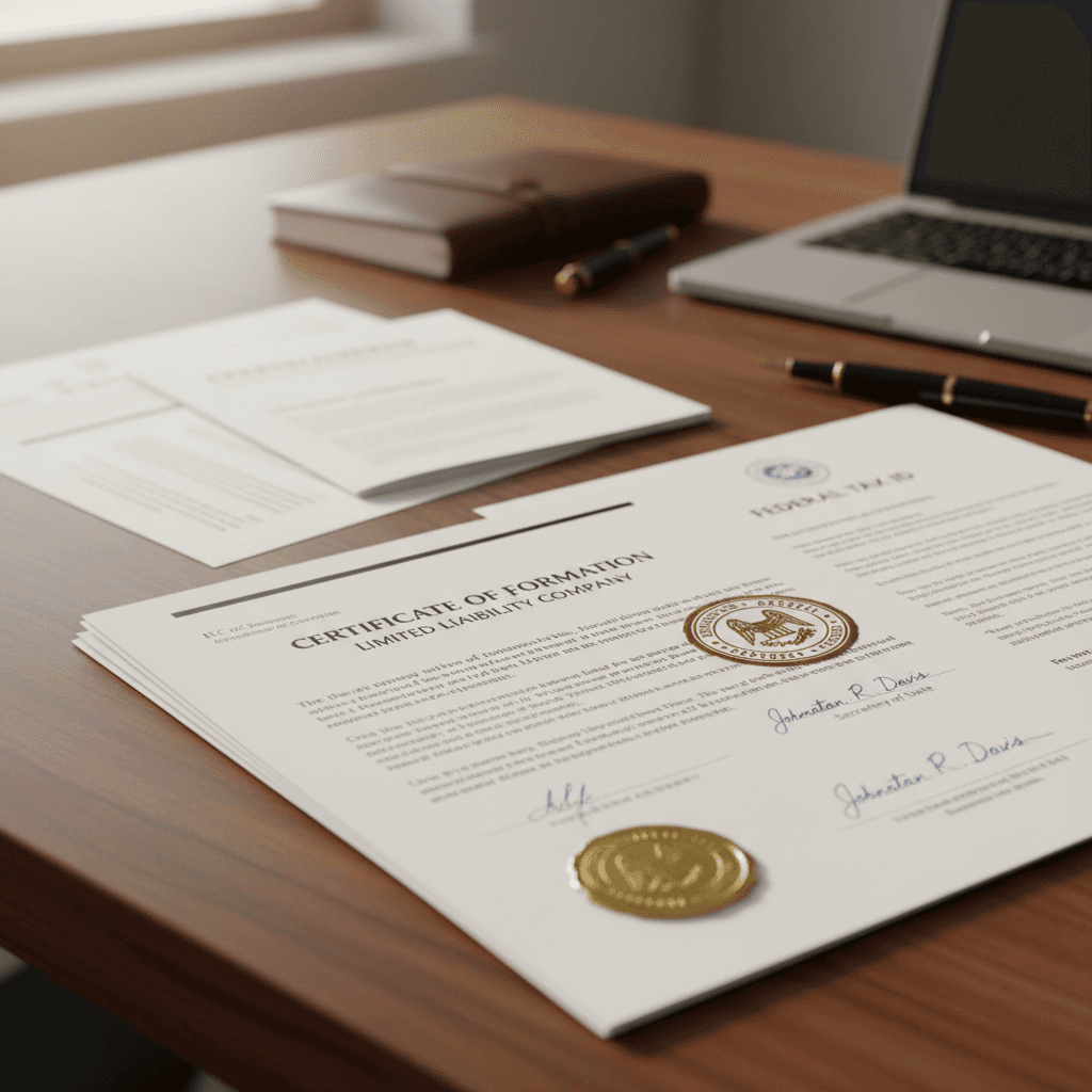 LLC registration documents and certificates