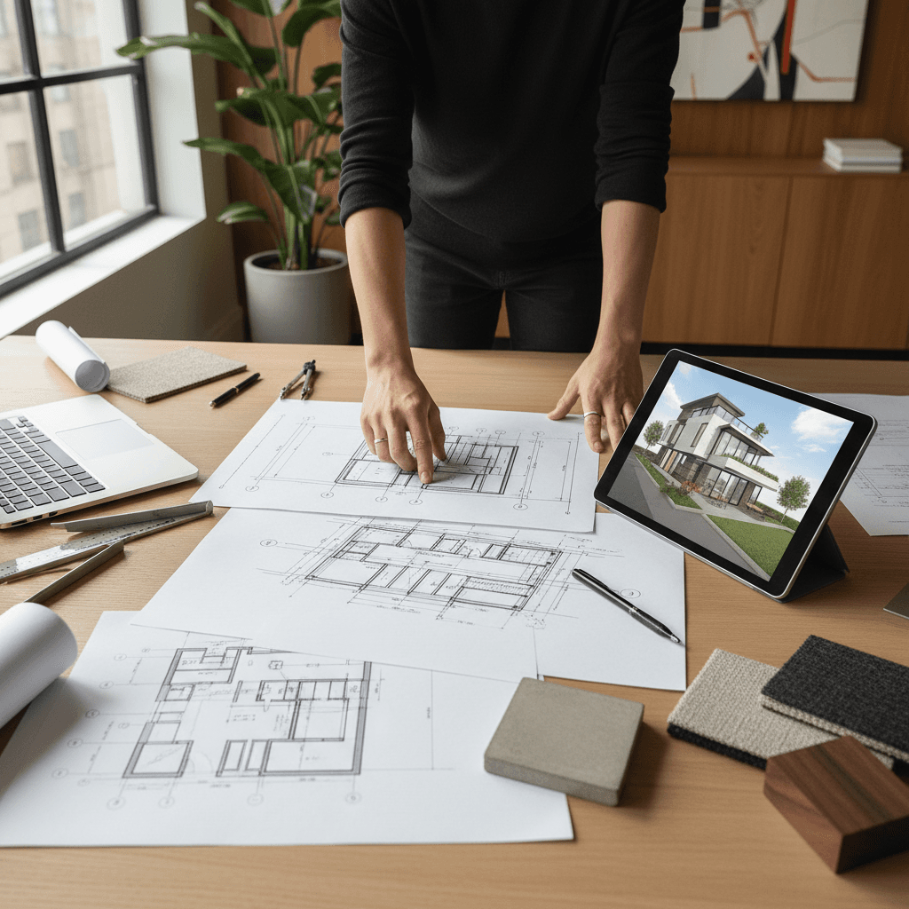 Landscape design planning and concept sketches